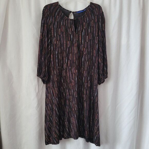 Apt. 9 dress XL office vertical striped stretchy keyhole Colorful Shift pullover - Picture 1 of 15